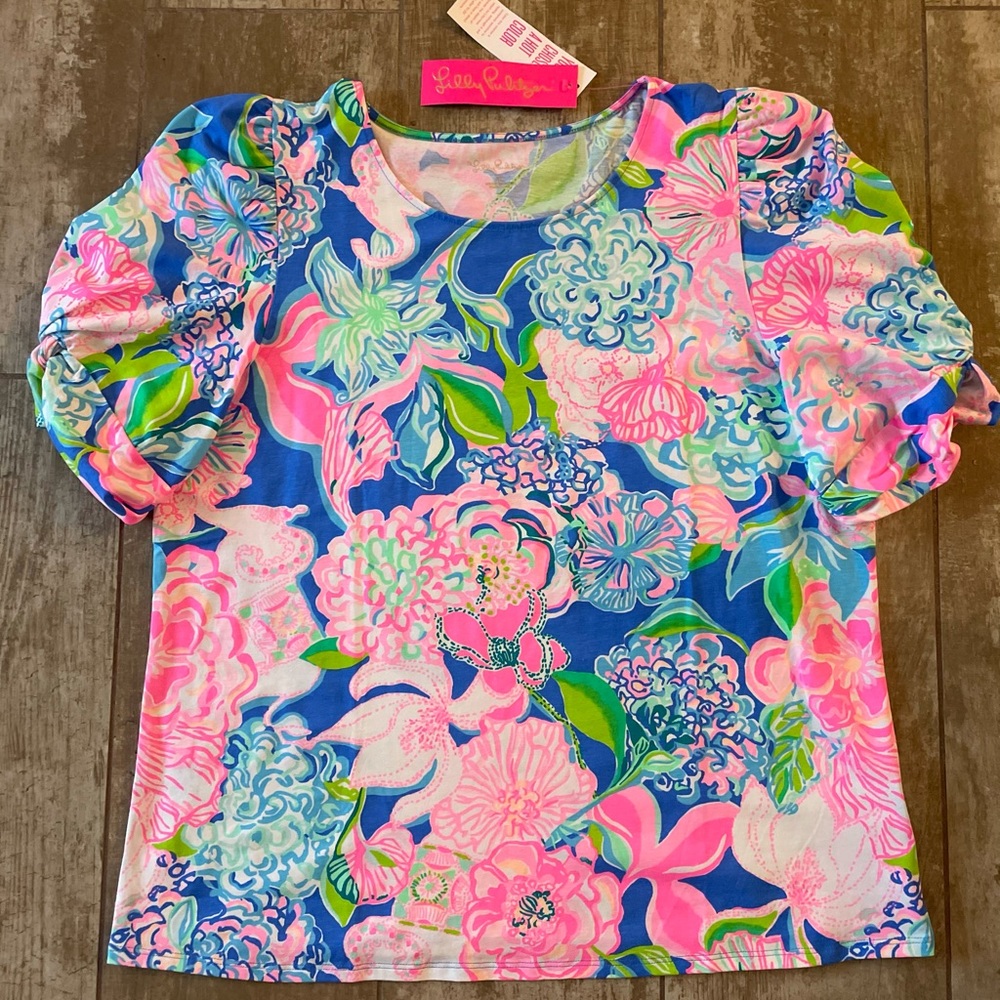 Lilly Pulitzer Elisabette Top size XL Peony for your Thoughts